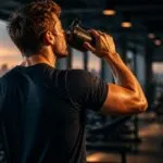 Batido de creatina preparado antes de una sesión de entrenamiento de fuerza